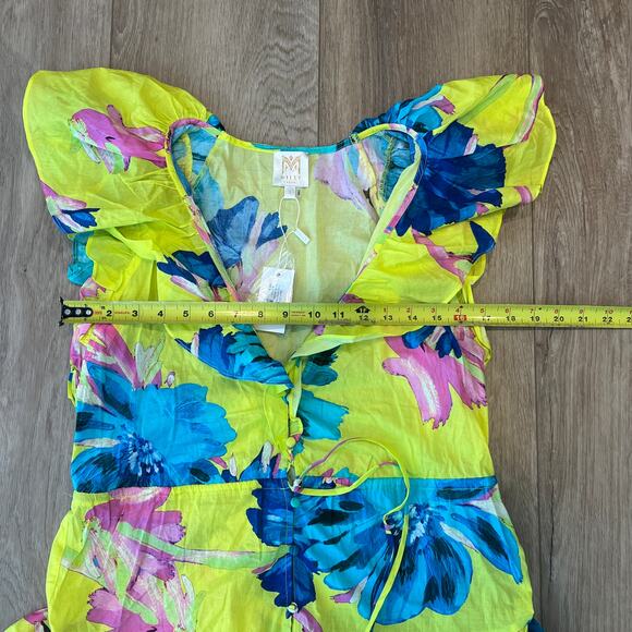 MILLY CABANA Women's Dana Floating Cosmos Dress Size S In Jux Neon Yellow - Picture 9 of 15